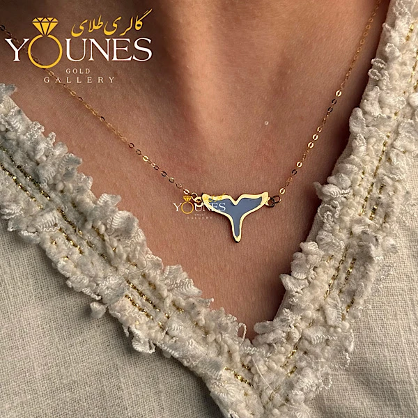 گردنبند میناکاری دم وال آبی بنفش طلا